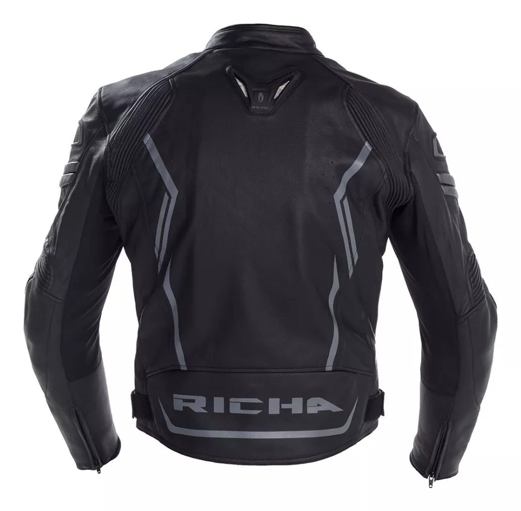 CHAQUETA RICHA CUERO PARA MOTO ASSEN BLACK - 2