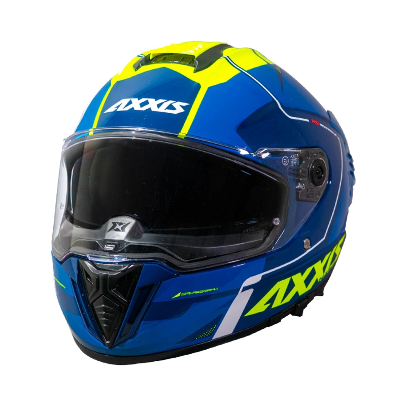CASCO PARA MOTO AXXIS FF122 SV HAWK SPEAR C13 AMARILLO FLUOR BRILLO - 1
