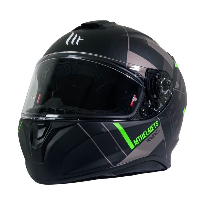 CASCO DE MOTO MT TARGO VENERIS B6 VERDE FLUOR MATE - 1