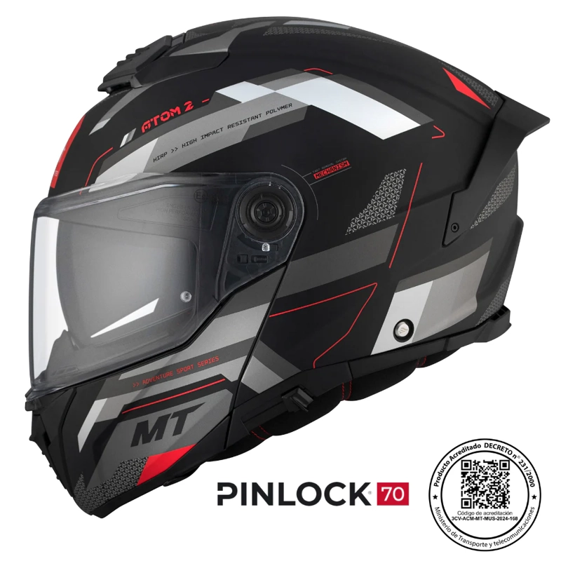 CASCO MT FU404SV ATOM 2 SV BAST D5 ROJO MATE S + PINLOCK - 2