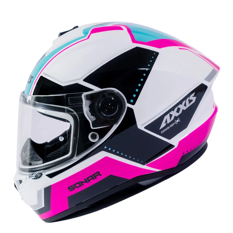 CASCO PARA MOTO AXXIS FF112C DRAKEN S SONAR A8 ROSA FLUOR BRILLO - 3