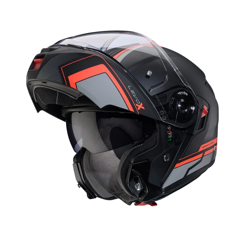 CASCO PARA MOTO CABERG LEVO X ELITE MATT BACK/GREY/RED FLUOR - 2
