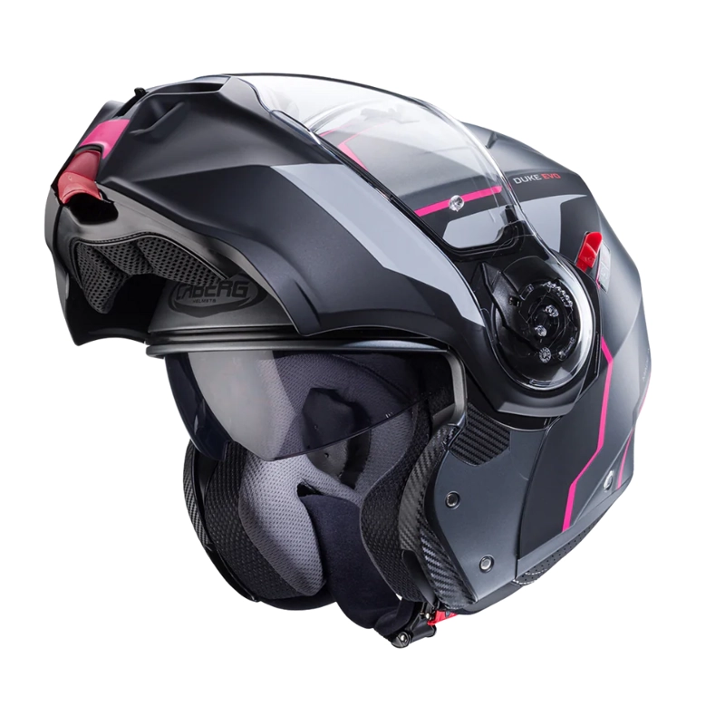 CASCO PARA MOTO CABERG DUKE EVO MOVE MATT GUN METAL/BLACK/FUCHSIA - 4