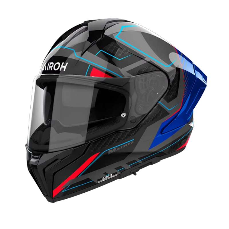 CASCO PARA MOTO AIROH MATRYX ROCKET AZUL/ROJO BRILLO - 1