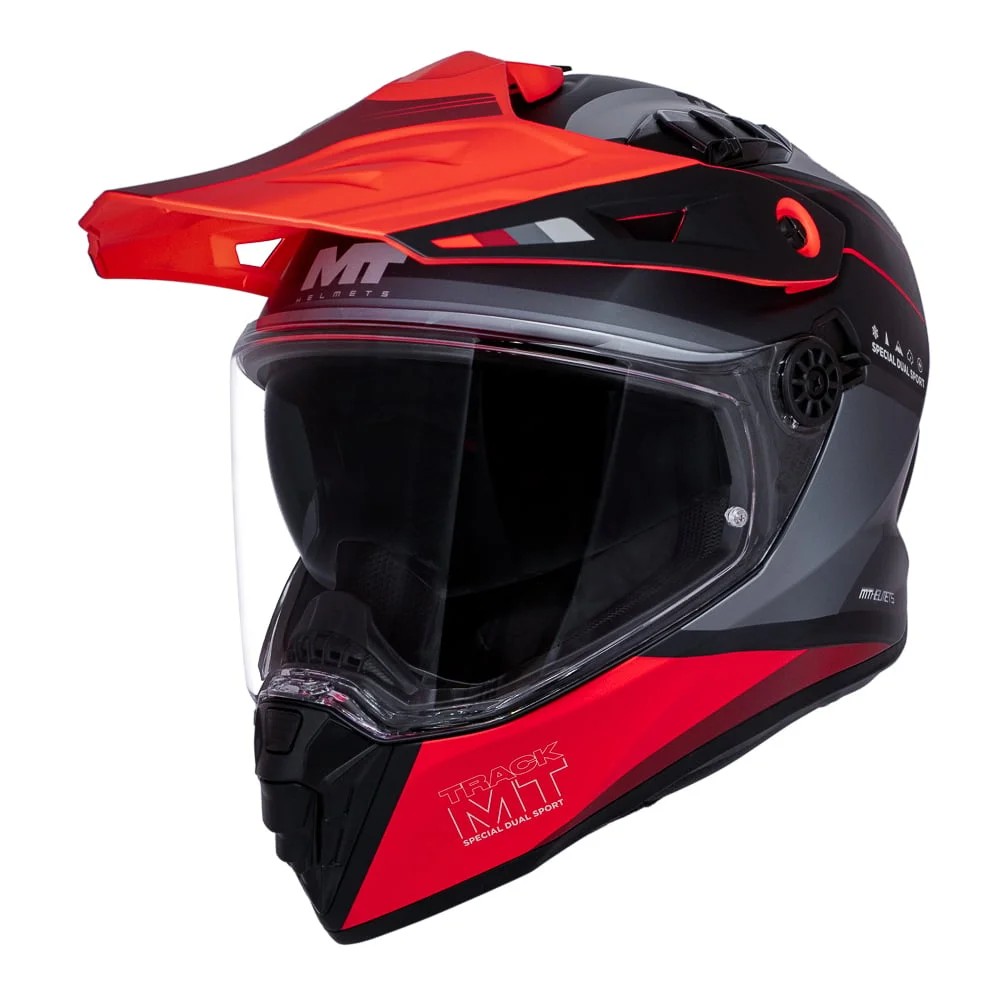 CASCO PARA MOTO MT TRACK SV HS218 ARIES B5 ROJO MATE - 1