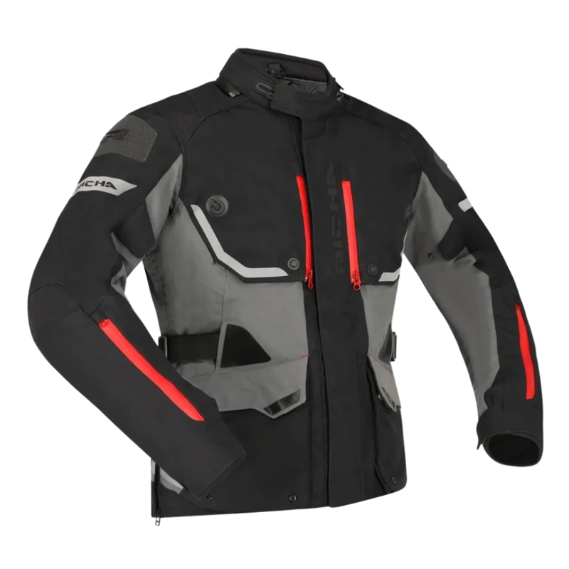 CHAQUETA DE MOTO RICHA INFINITY 3 PRO NEGRO/GRIS OSCURO - IMPERMEABLE CON PROTECCIONES - 1