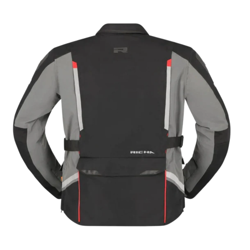 CHAQUETA DE MOTO RICHA INFINITY 3 PRO NEGRO/GRIS OSCURO - IMPERMEABLE CON PROTECCIONES - 3