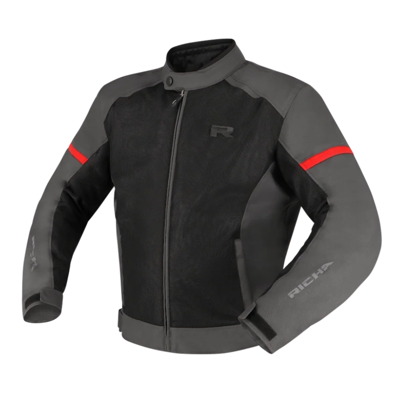 CHAQUETA PARA MOTO RICHA AUYAN IMPERMEABLE GREY/RED - 1
