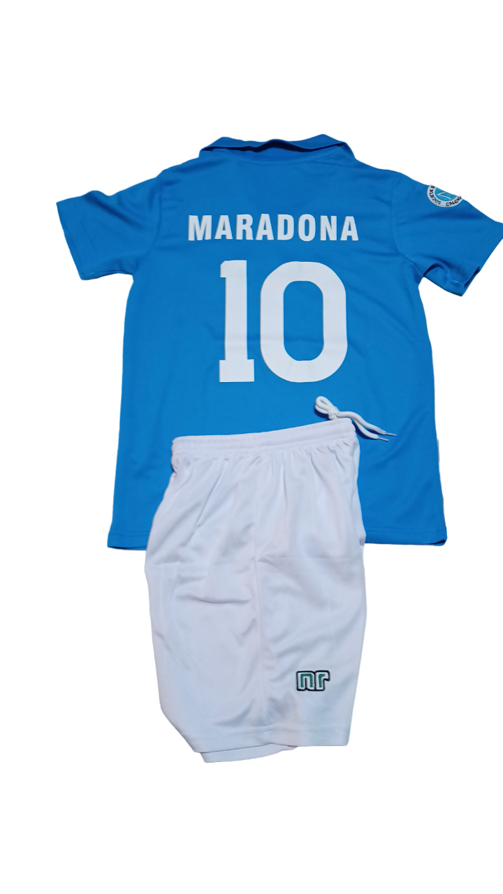 PACK KIT FÚTBOL NIÑOS NAPOLI MARADONA RETRO CAJA REGALO - 2