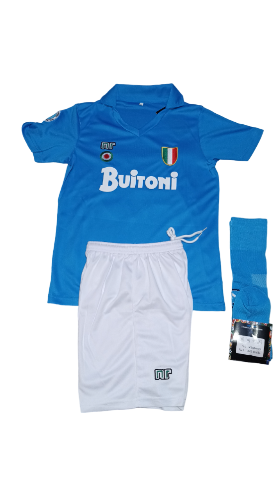 PACK KIT FÚTBOL NIÑOS NAPOLI MARADONA RETRO CAJA REGALO - 3