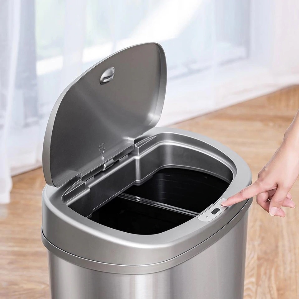 BASURERO NINE STARS AUTOMATICO PAPELERA INTELIGENTE SENSOR ECO RECICLAJE DOBLE 50L ACERO INOXIDABLE - 7
