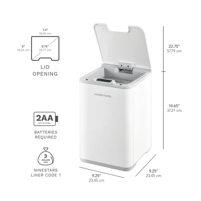BASURERO AUTOMATICO PAPELERA INTELIGENTE SENSOR 10 LTS ACERO INOXIDABLE - 2