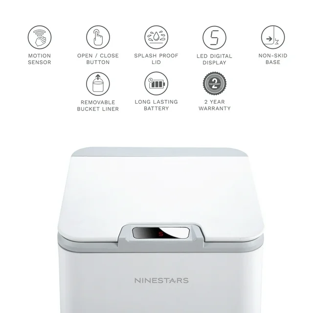 BASURERO AUTOMATICO PAPELERA INTELIGENTE SENSOR 10 LTS ACERO INOXIDABLE - 5