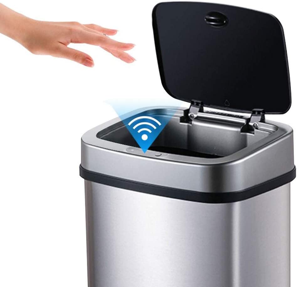 BASURERO AUTOMATICO PAPELERA INTELIGENTE SENSOR 15 LTS ACERO INOXIDABLE - 3