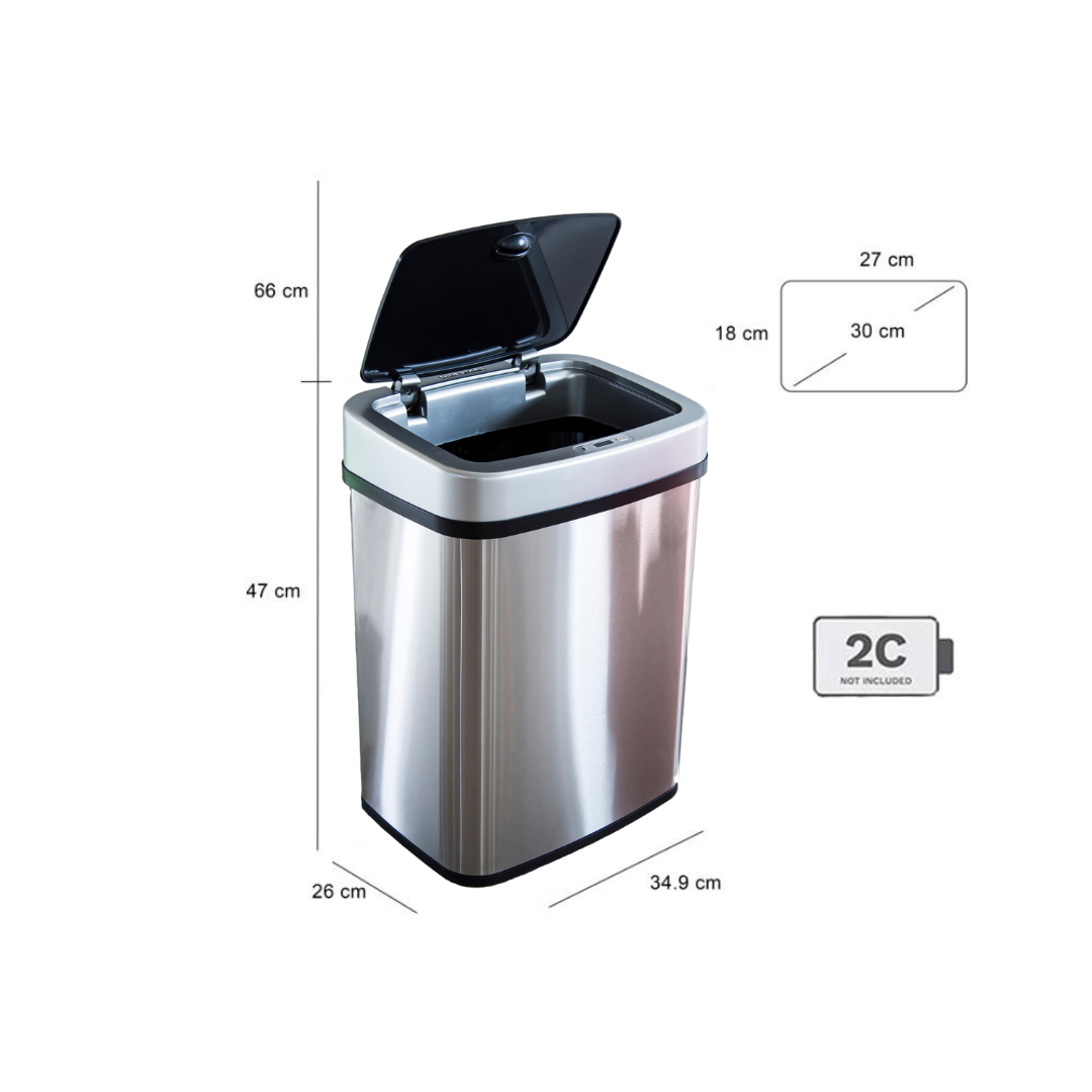 BASURERO NINE STARS AUTOMATICO PAPELERA INTELIGENTE SENSOR 30L ACERO INOXIDABLE - 2