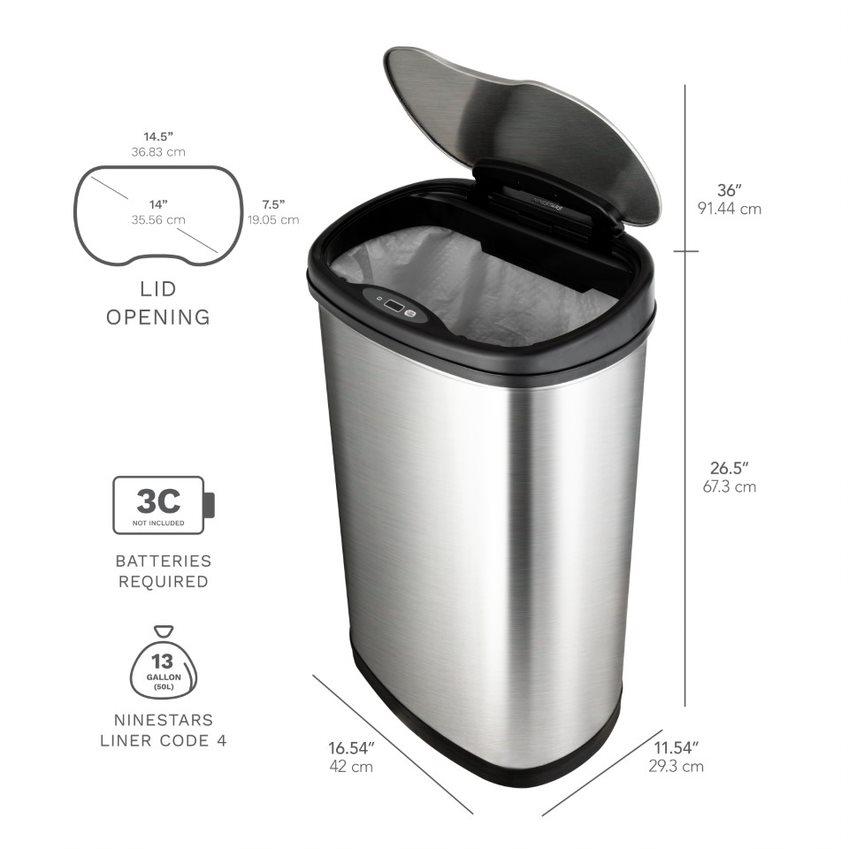 BASURERO AUTOMATICO PAPELERA INTELIGENTE SENSOR 50 LTS IRON ACERO INOXIDABLE - 2