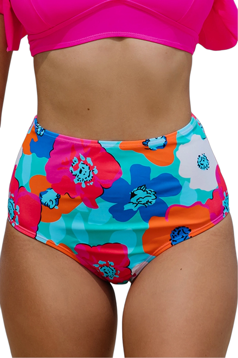TRAJE BAÑO MUJER GLORIAHOON BLANCO CALZON TALLE ALTO CONTROL FLORAL - 1