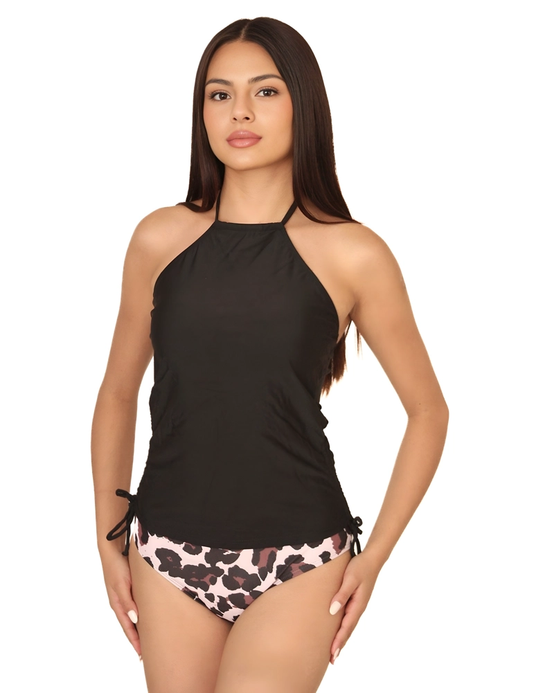 TRAJE BAÑO MUJER GLORIAHOON NEGRO TANKINI DEPORTIVO HALTER PRINT SEXY - 6