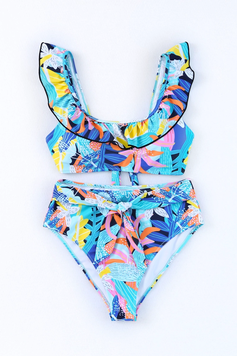 TRAJE BAÑO MUJER GLORIAHOON AZUL BIKINI SEXY CINTURA ALTA VUELOS Y LAZO - 4