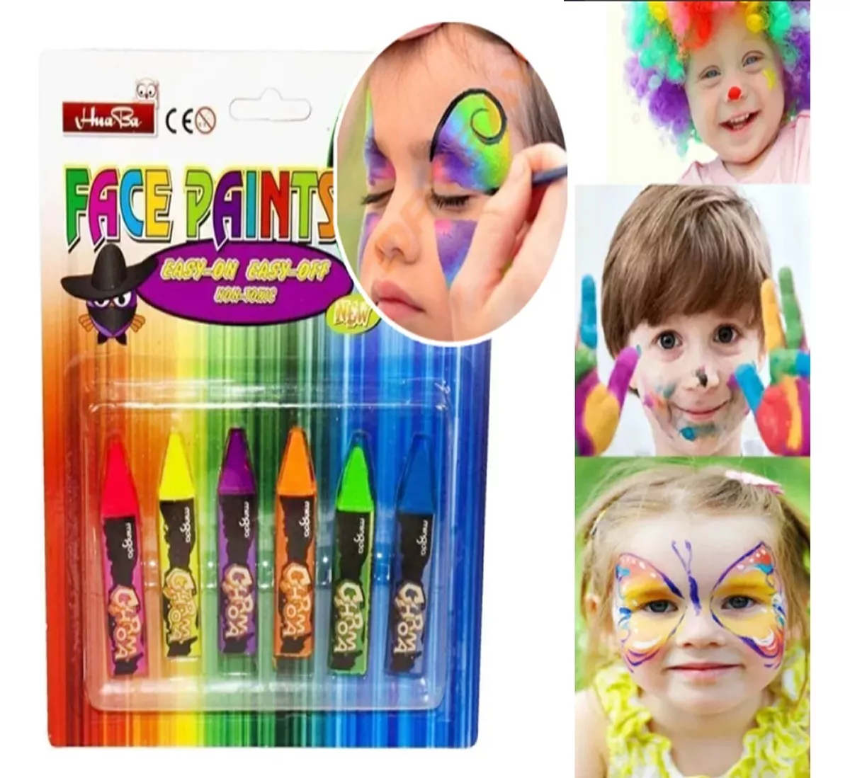 LÁPIZ PINTA CARITAS 6 COLORES PARA PINTAR CARA, CUERPO - 3