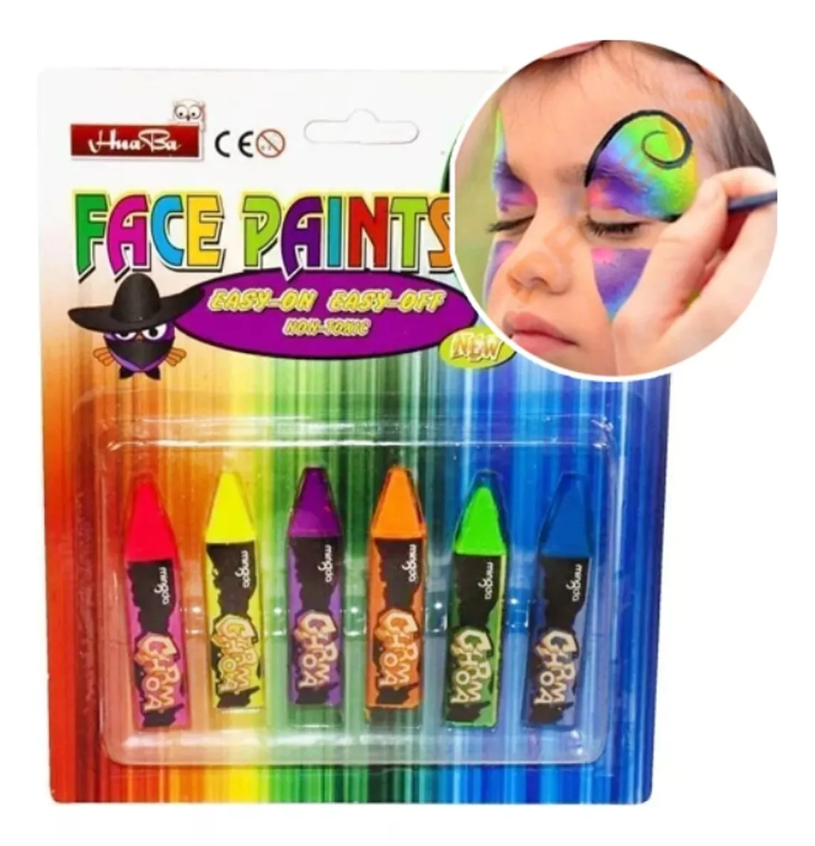 LÁPIZ PINTA CARITAS 6 COLORES PARA PINTAR CARA, CUERPO - 4