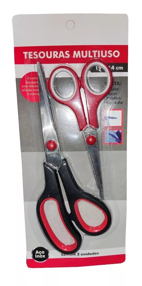 PACK 2 TIJERAS CALIDAD ANTIDESLIZANTES 14CM Y 19CM - 1