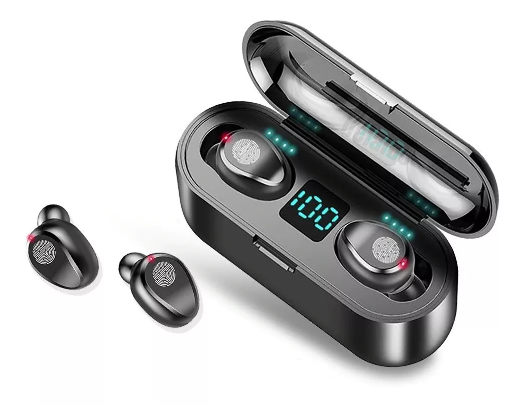 AUDÍFONOS IN-EAR INALÁMBRICOS F9 NEGRO CON LUZ LED - 3
