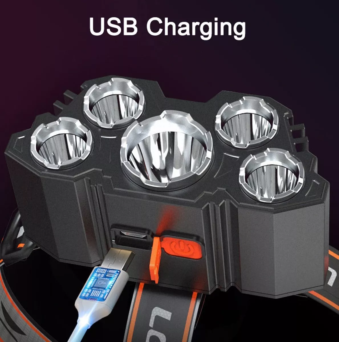 LED CINTILLO CABEZA 5 LUCES INCLINABLE WATERPROOF RECARGABLE - 3