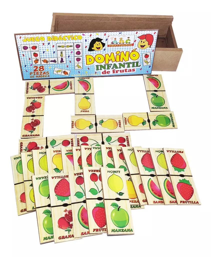 SET DOMINO INFANTIL MADERA VARIEDADES PRODUCTO CHILENO - 1