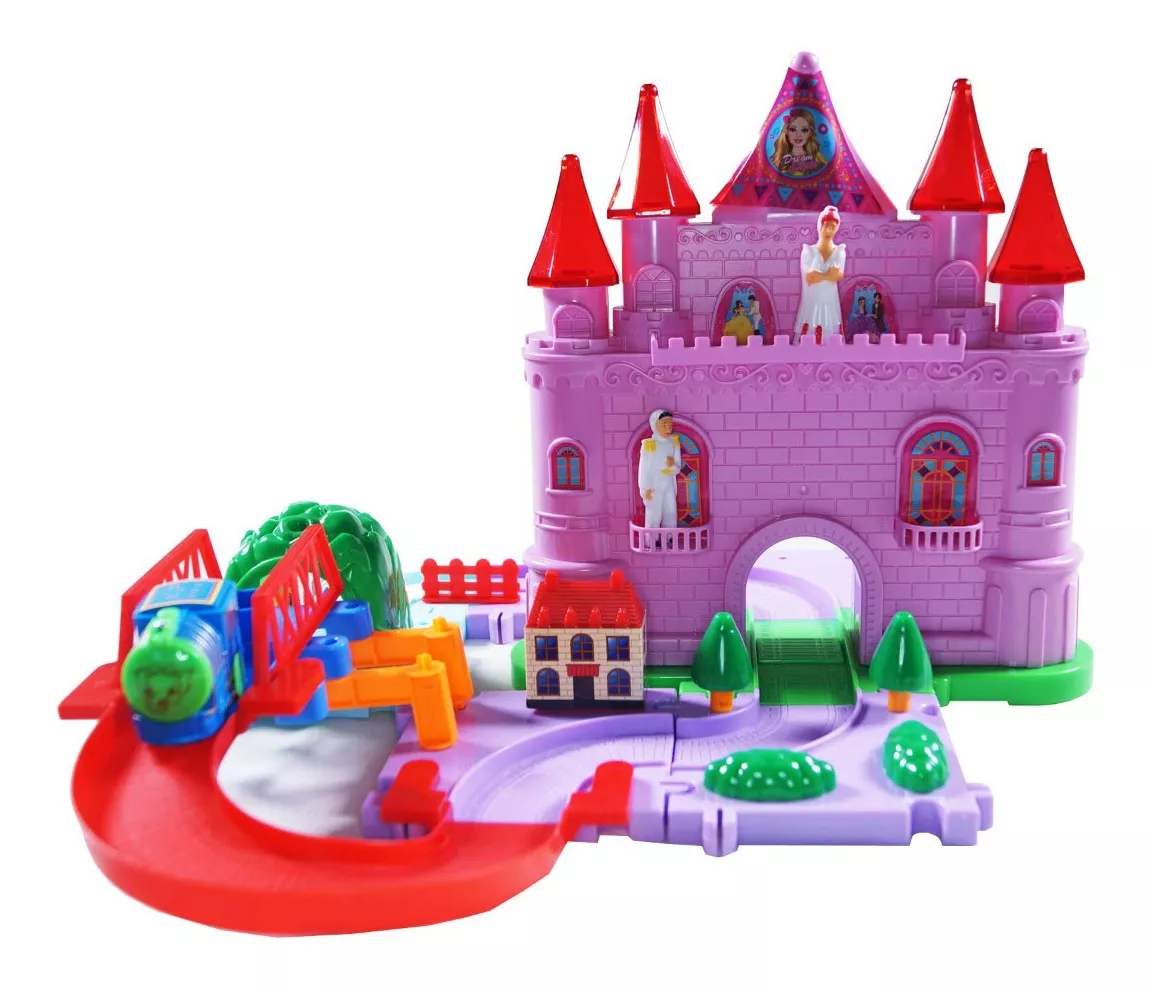 CASTILLO DE JUGUETE ARMABLE PARA NIÑAS CON TRENCITO - 1