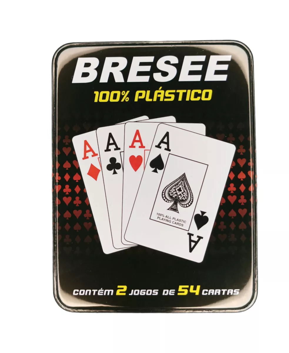 NAIPE BARAJA INGLES PLÁSTICO EN CAJA METÁLICA 1 PAR BRESEE - 3