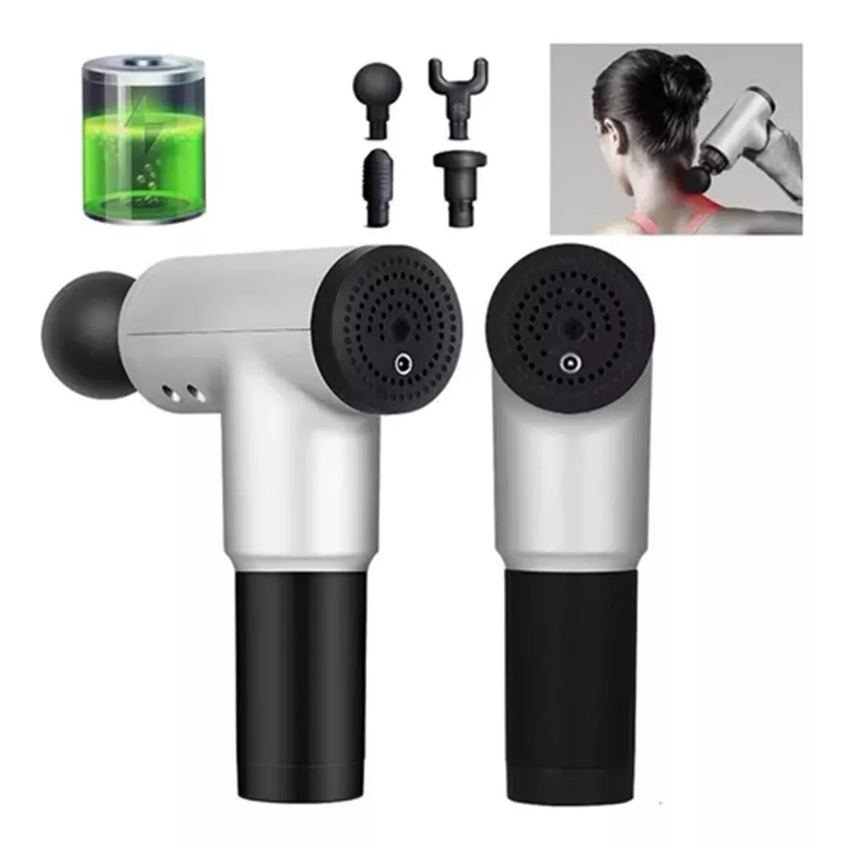MASAJEADOR MUSCULAR FACIAL GUN INALAMBRICA 4 ACCESORIOS - 2