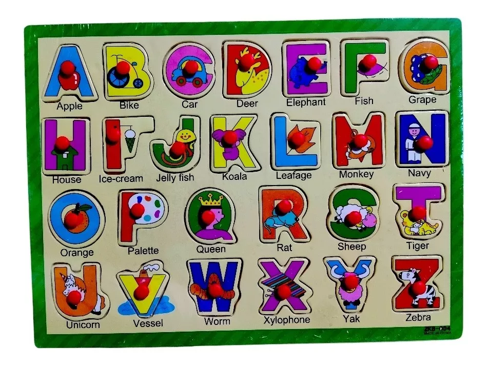 TABLERO DE ENCAJE ABECEDARIO DE MADERA APRENDIZAJE DIDACTICO - 1