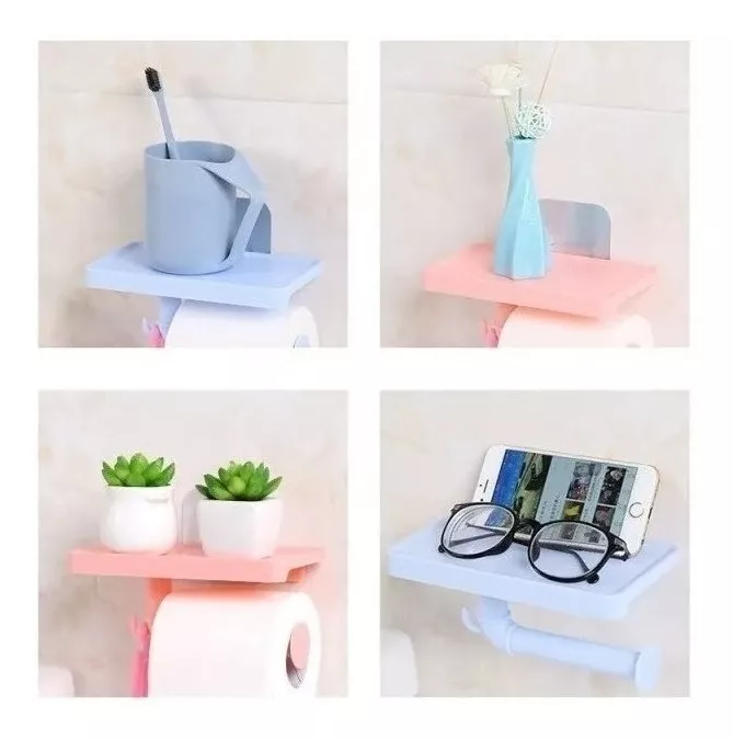 PORTA CONFORT BAÑO ROLLO CON REPISA ADHESIVA PARA SOPORTE - 2