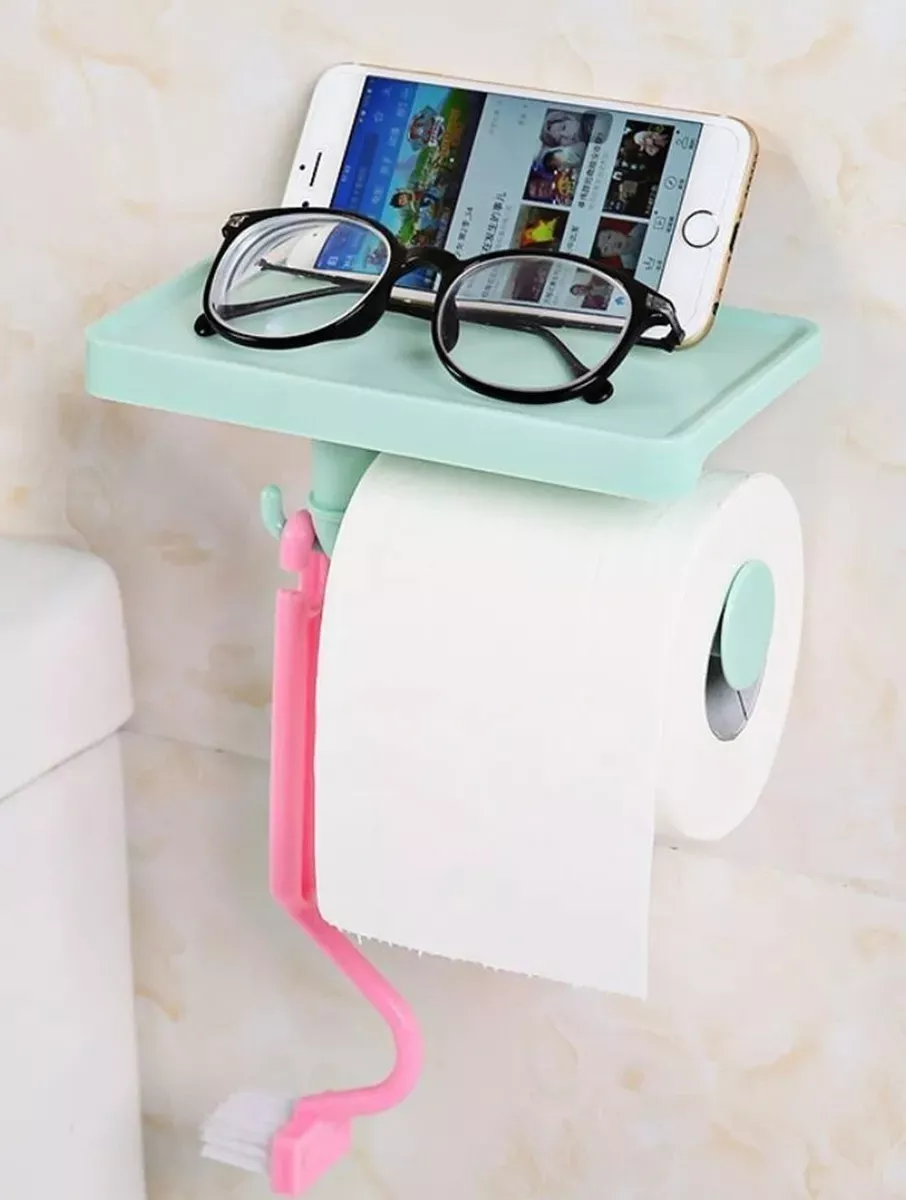 PORTA CONFORT BAÑO ROLLO CON REPISA ADHESIVA PARA SOPORTE - 4