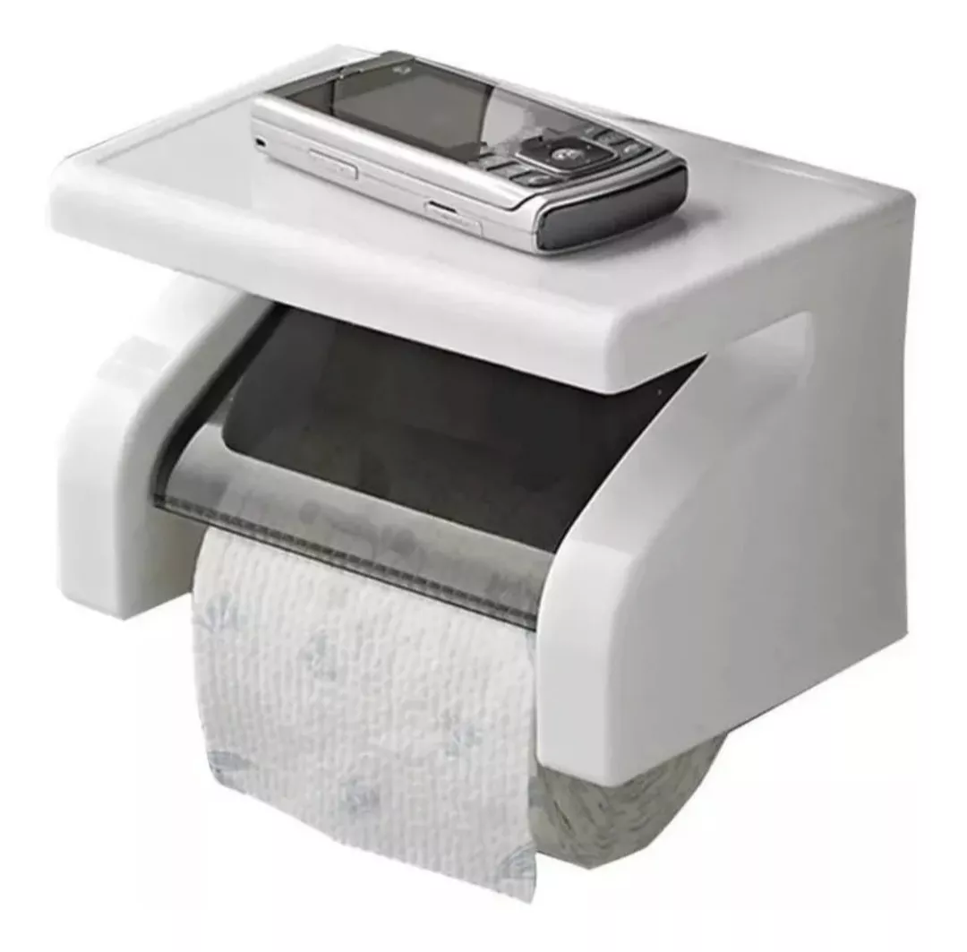 DISPENSADOR PAPEL HIGIÉNICO CONFORT SOPORTE CELULAR BAÑO - 1