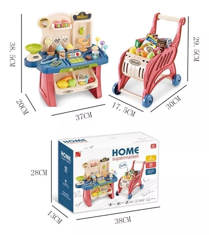 JUGUETE SUPERMERCADO Y CARRITO PARA NIÑOS 40 PIEZAS - 2