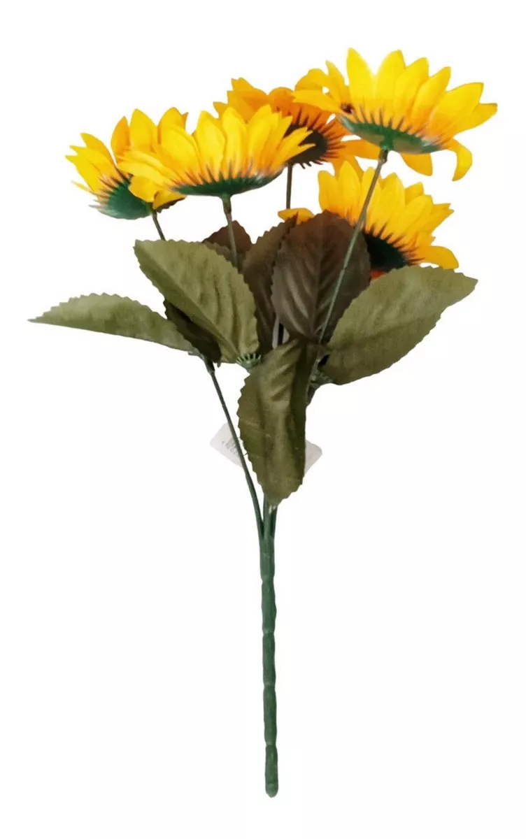 RAMO 5 GIRASOL FLOR 15CM DECORACION PLANTAS ARTIFICIALES - 3