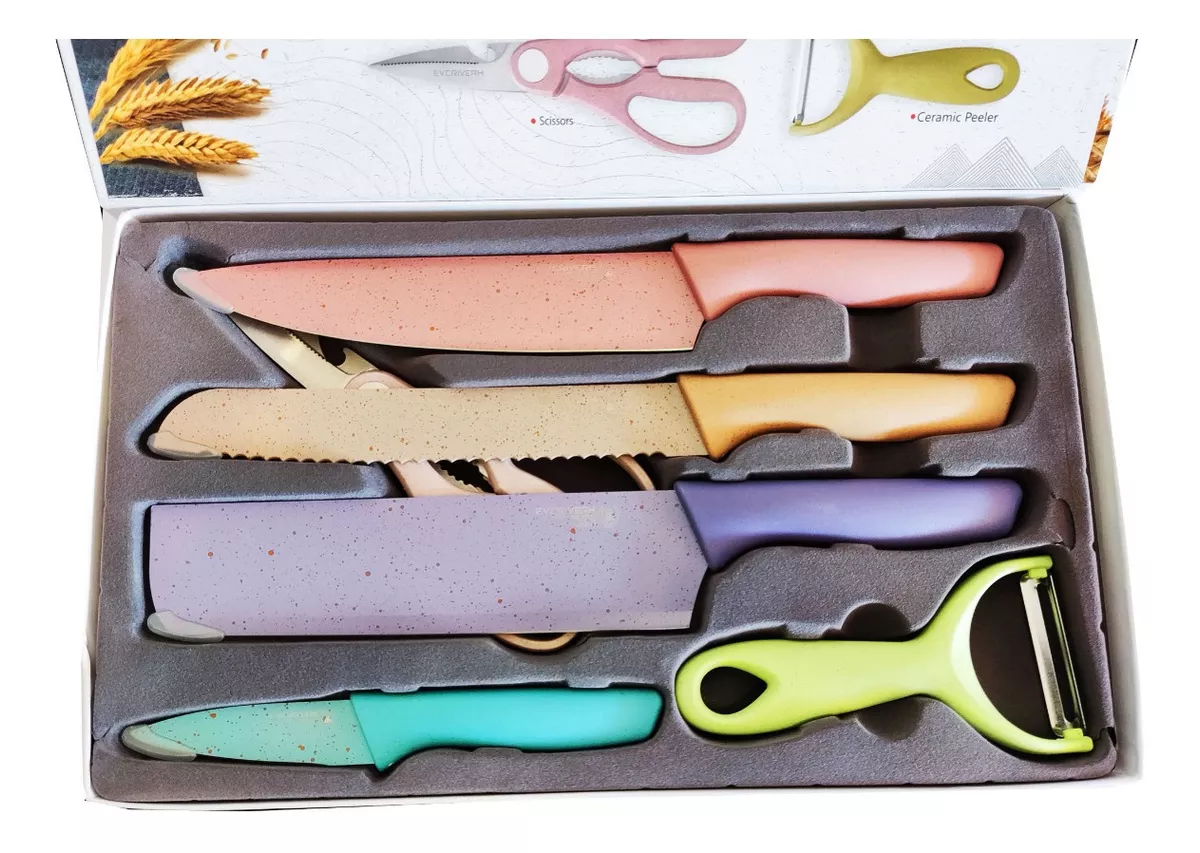 SET JUEGO DE CUCHILLOS ANTI DESLIZANTES Y COLORES JOVEN - 1