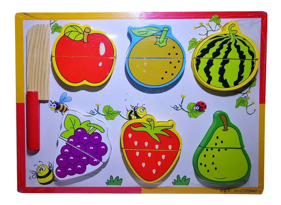 JUEGO TABLERO DE MADERA ENCAJE DE VERDURAS FRUTAS - 1