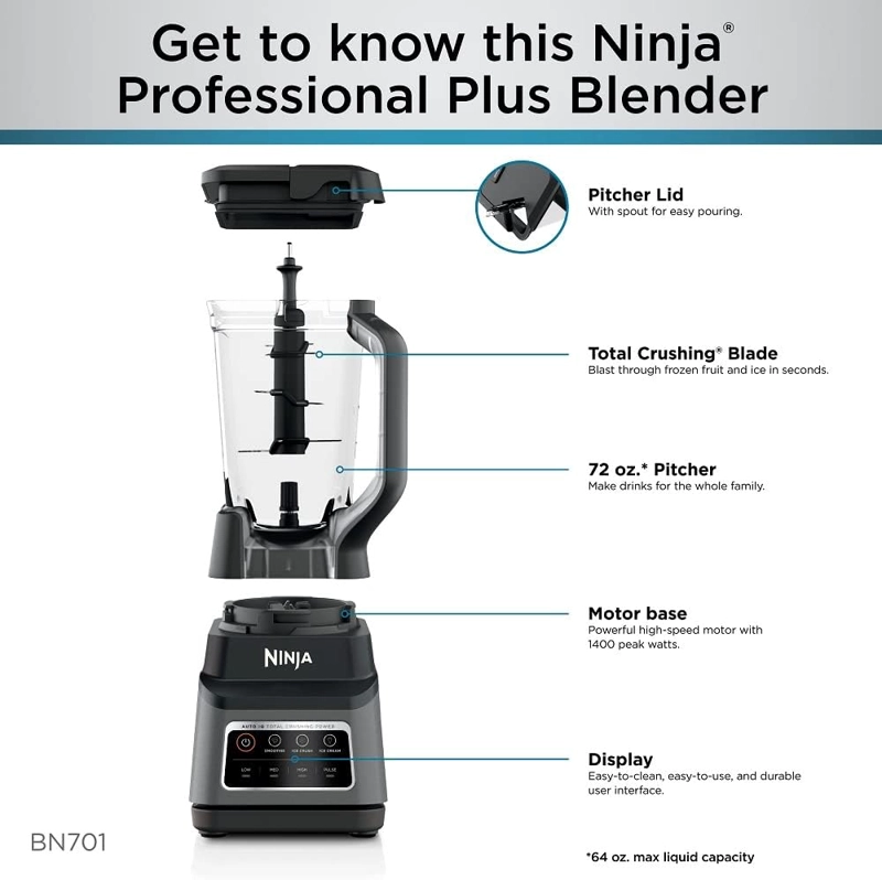 LICUADORA NINJA PROFESSIONAL PLUS BN701 - 6