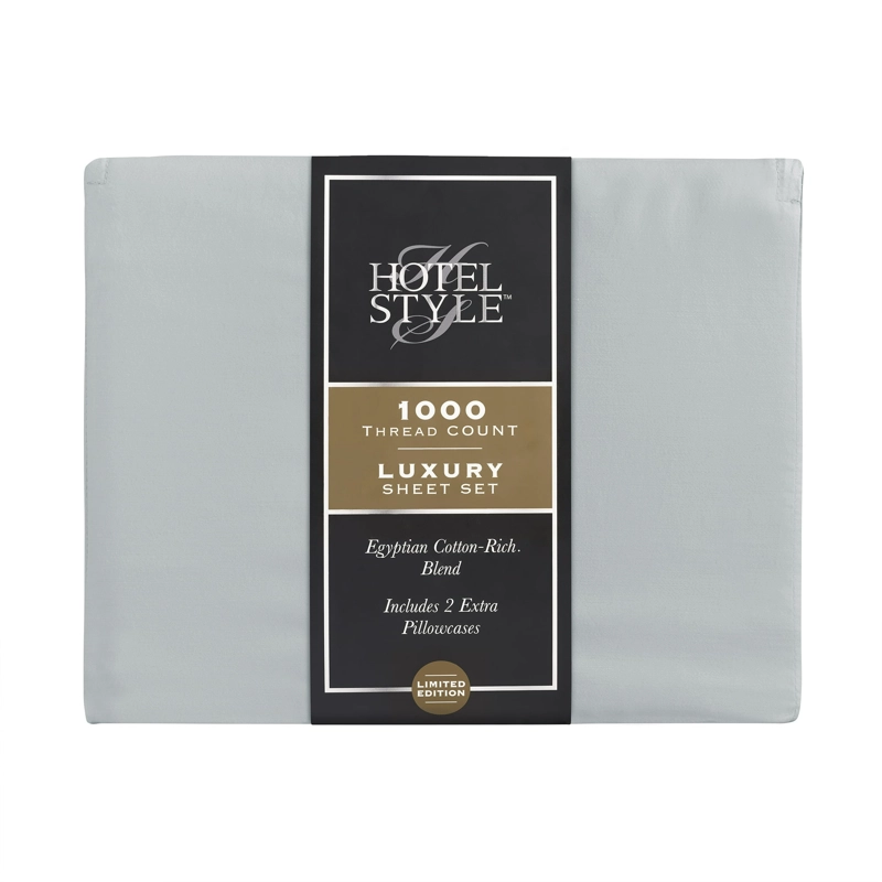 JUEGO DE SABANAS HOTEL STYLE KING 1000 HILOS - GRIS - 2