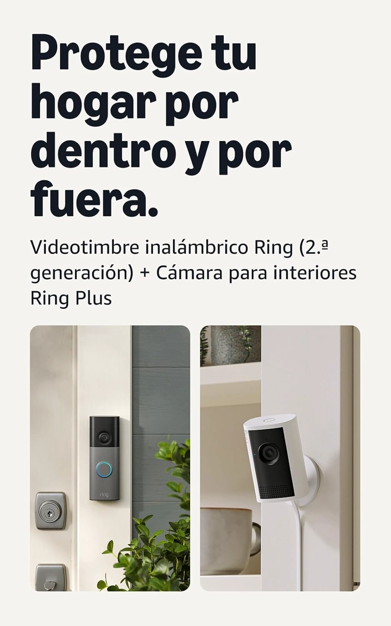 CAMARA DE SEGURIDAD RING BATTERY DOORBELL CON INDOOR CAM PLUS BLANCA - 2