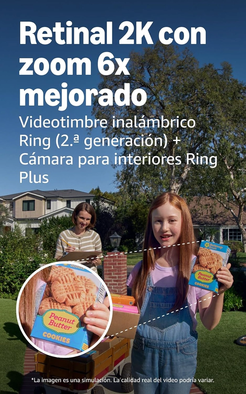 CAMARA DE SEGURIDAD RING BATTERY DOORBELL CON INDOOR CAM PLUS BLANCA - 3