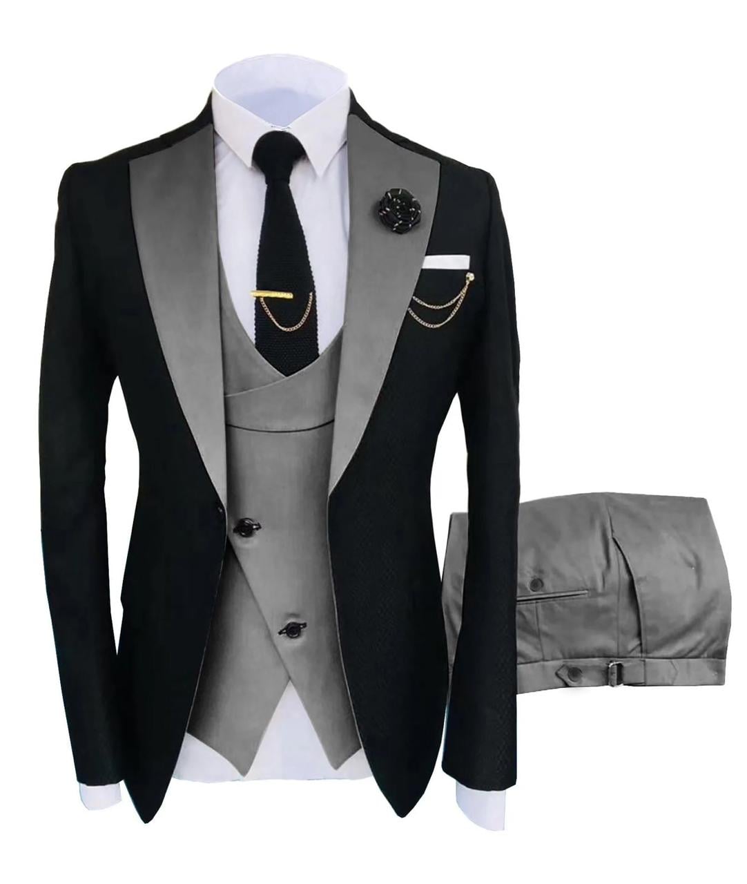 TRAJE DE MODA ELEGANTE ALGODÓN HOMBRE PARA CONJUNTO DE 3 PIEZAS - 1