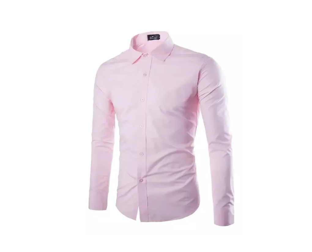 CAMISA LISA DE VESTIR MANGA LARGA,COLOR SÓLIDO PARA HOMBRE - 1