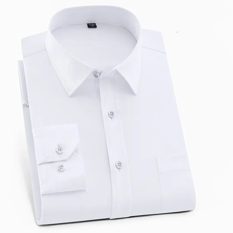 CAMISA LISA DE VESTIR MANGA LARGA,COLOR SÓLIDO PARA HOMBRE - 2