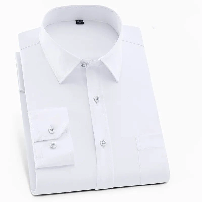 CAMISA LISA DE VESTIR MANGA LARGA,COLOR SOLIDO PARA HOMBRE - 2