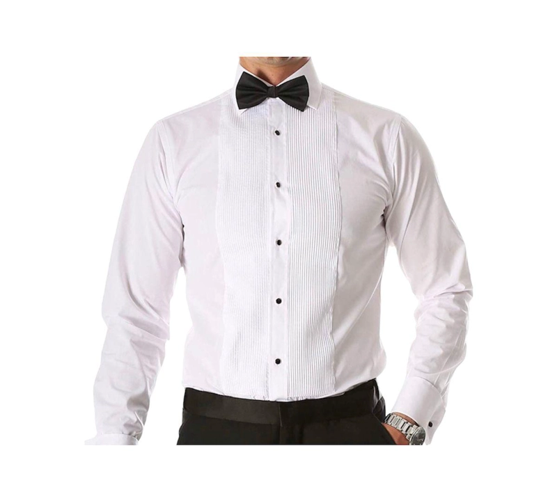 CAMISA BLANCA PLISADA ESMOQUIN DE HOMBRE ,DE NOVIO ,EVENTO - 1
