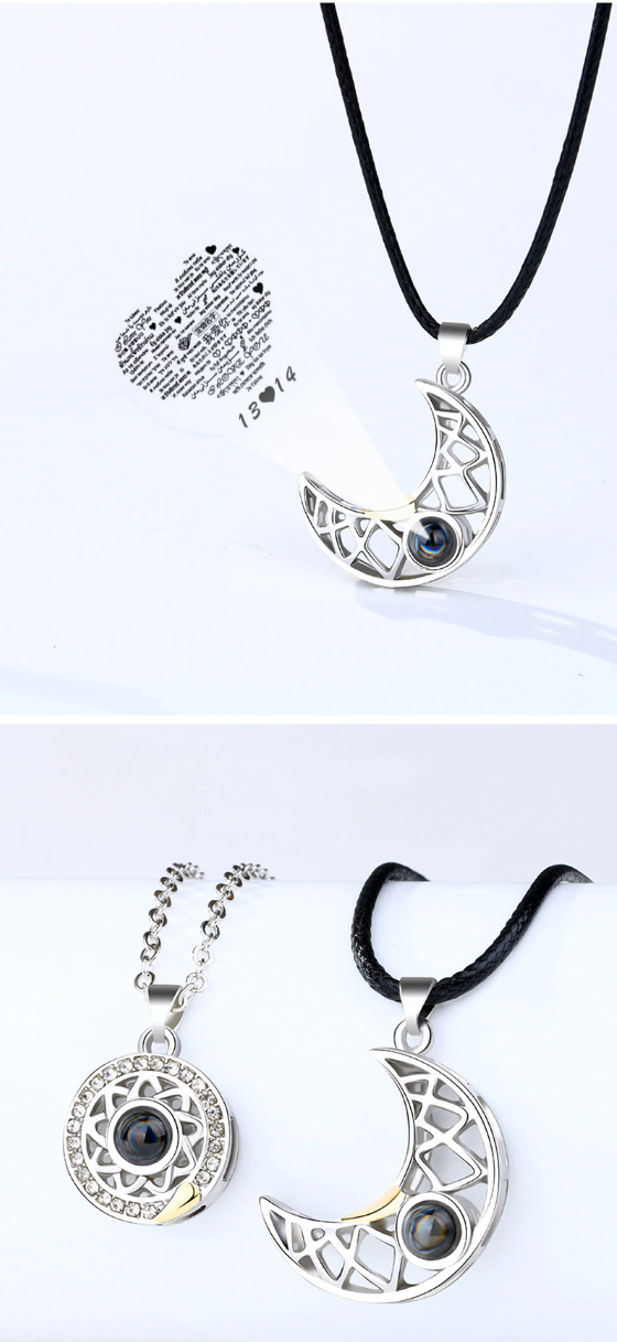 COLLAR PARA PAREJAS O MEJORES AMIGOS TE QUIERO EN 100 IDIOMAS MODELO SOL Y LUNA - 2